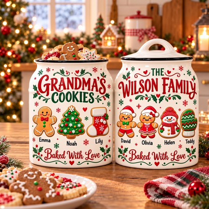 Personalized Christmas Cookie Jar, Custom Family Member Name TH10 171493