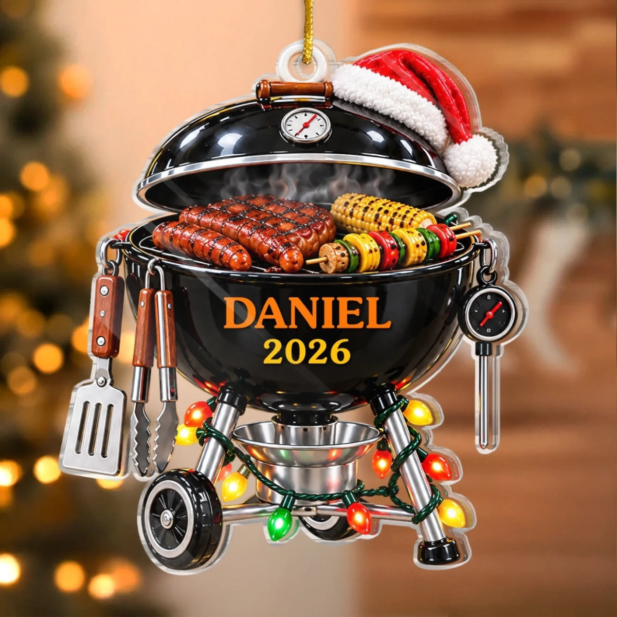 Custom Name Christmas BBQ Gifts For Grill Masters - Personalized Acrylic Ornament