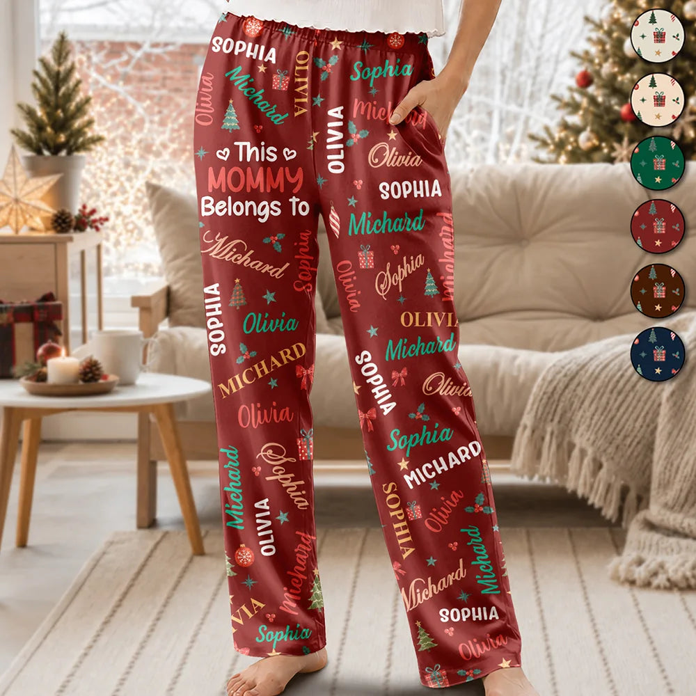 This Grandma Mommy Belongs To Kid Names - Personalized Pajama Pants