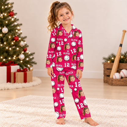 Custom Photo, Name And Number Baseball Kid Pajamas HA75 919398