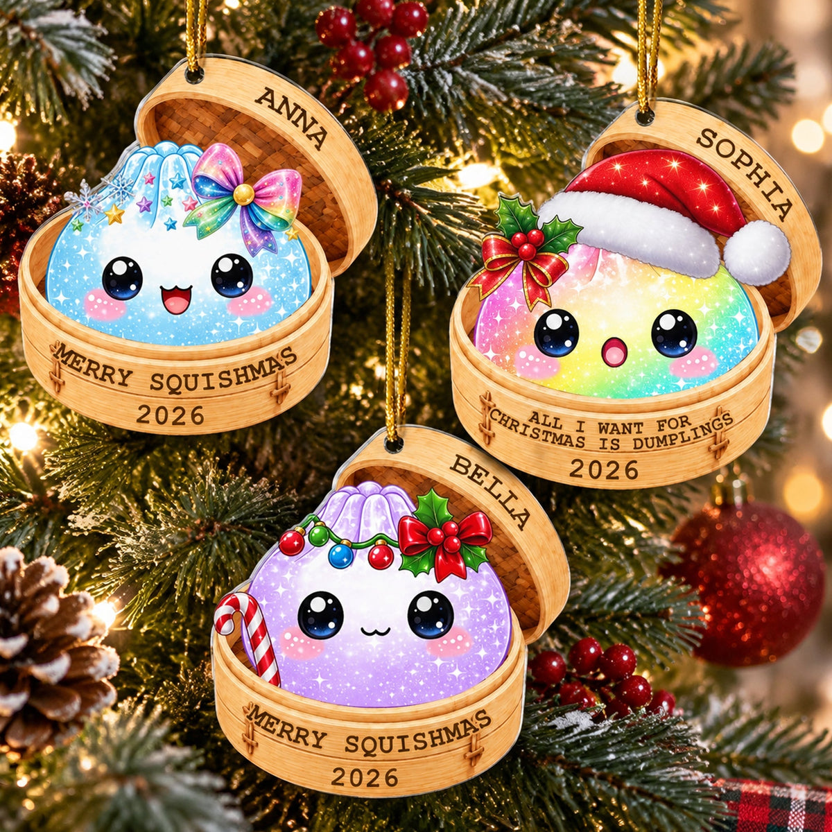 Cute Dumplings New Version Merry Squishmas - Personalized Ornament