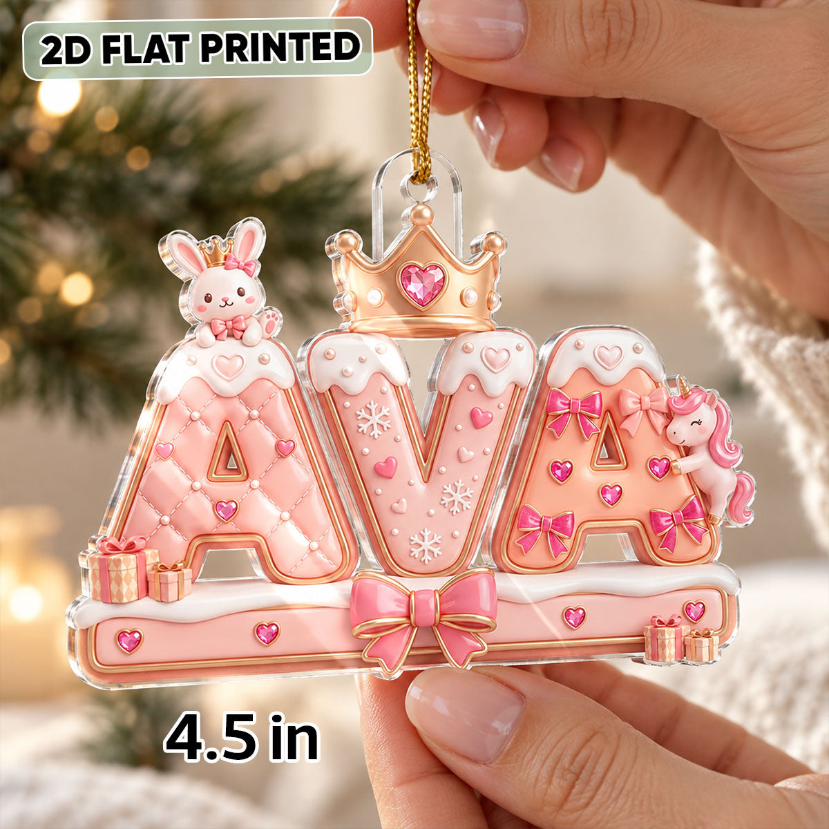 Custom Princess Unicorn Name - Personalized Acrylic Ornament - Christmas Gift for Daughter, Granddaughter, Niece