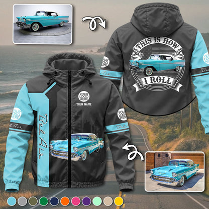 This Is How I Roll - Custom Photo Classic Car Windbreaker Jacket - Personalized Name Car Jacket A2110