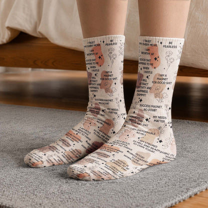 Daily Reminder Socks - Swear Affirmations For Coworkers, Her, Friends, Self Gifts - Personalized Socks