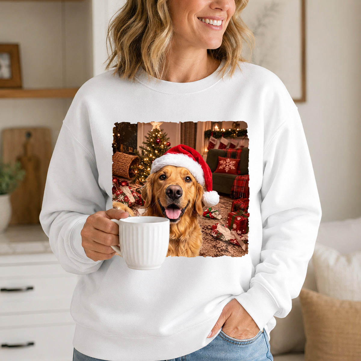 Custom Photo Funny Christmas Pet Selfie - Personalized 2D Unisex Sweatshirt