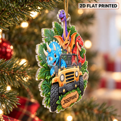 Dinosaurs Adventure 2D Flats - Personalized Acrylic Ornament - Christmas Gift For Kids, Dinosaur Lovers