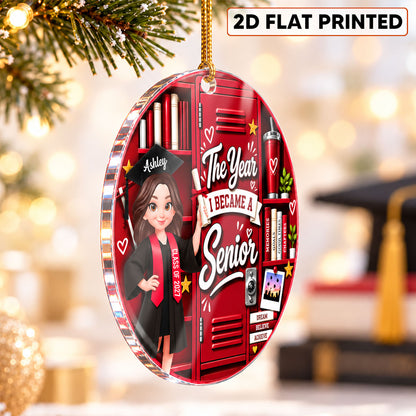 The Year I Became A Senior Locker - Personalized Acrylic Ornament - Graduation Gift For High School Senior, Daughter, Son, Grandkids