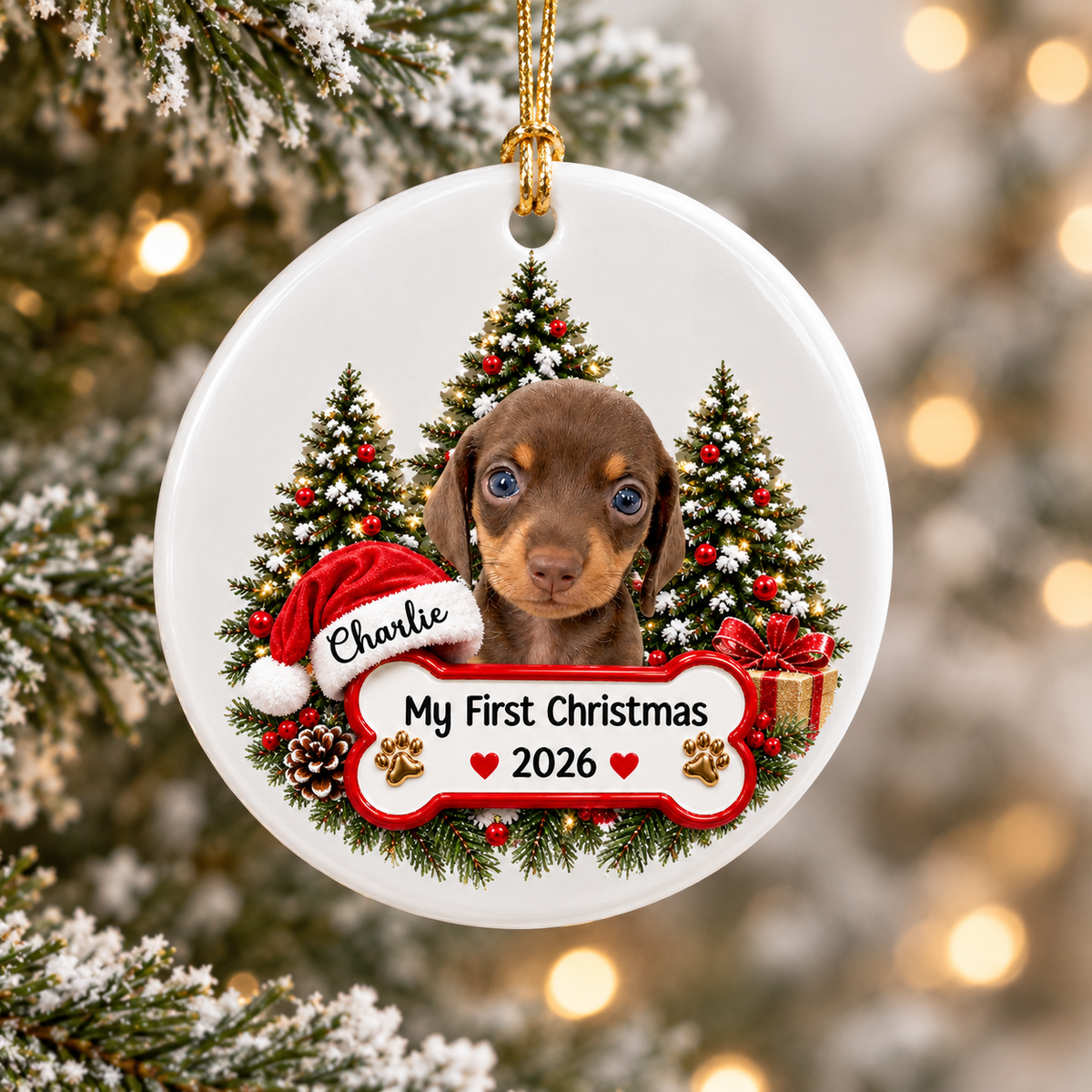 Custom Pet Photo My First Christmas Ceramic Ornament CH07 181062
