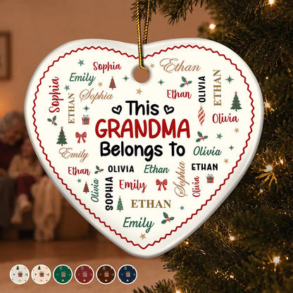 Christmas Gift For Grandma Nana - Personalized Kids Names Ceramic Ornament
