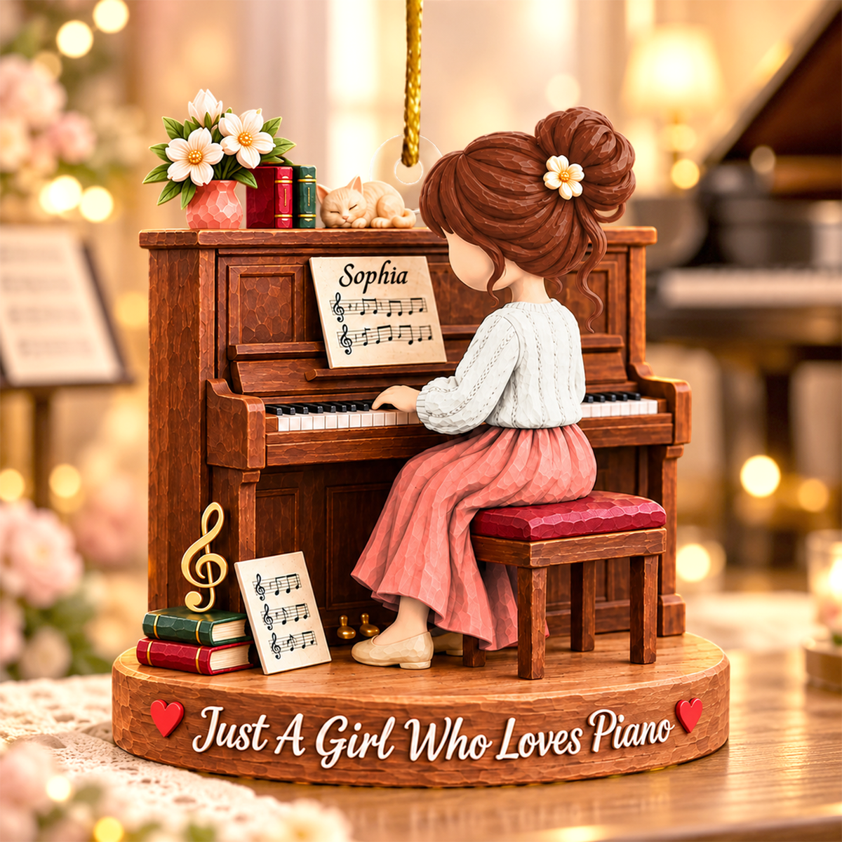 Just A Girl Who Loves Piano, Personalized Piano Ornament, Custom Player Name Gift, Gift For Piano Players Piano Lovers MI209