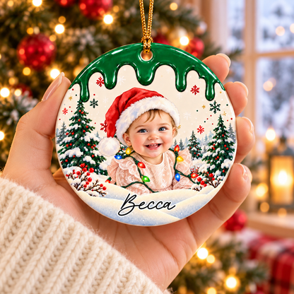 Custom Photo Christmas Portrait Gifts - Personalized Christmas Ornament - Little Hearts Full Of Joy
