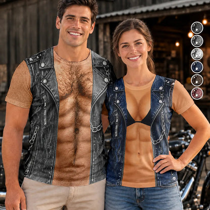 Matching Costume For Couples - Personalized 3D Print Biker Outfit Full Print T Shirt