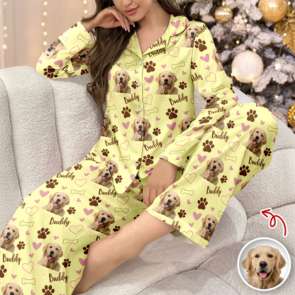Custom Cute Dog Face Lovely Pattern Christmas Pajamas For Dog Lovers LM32 895725