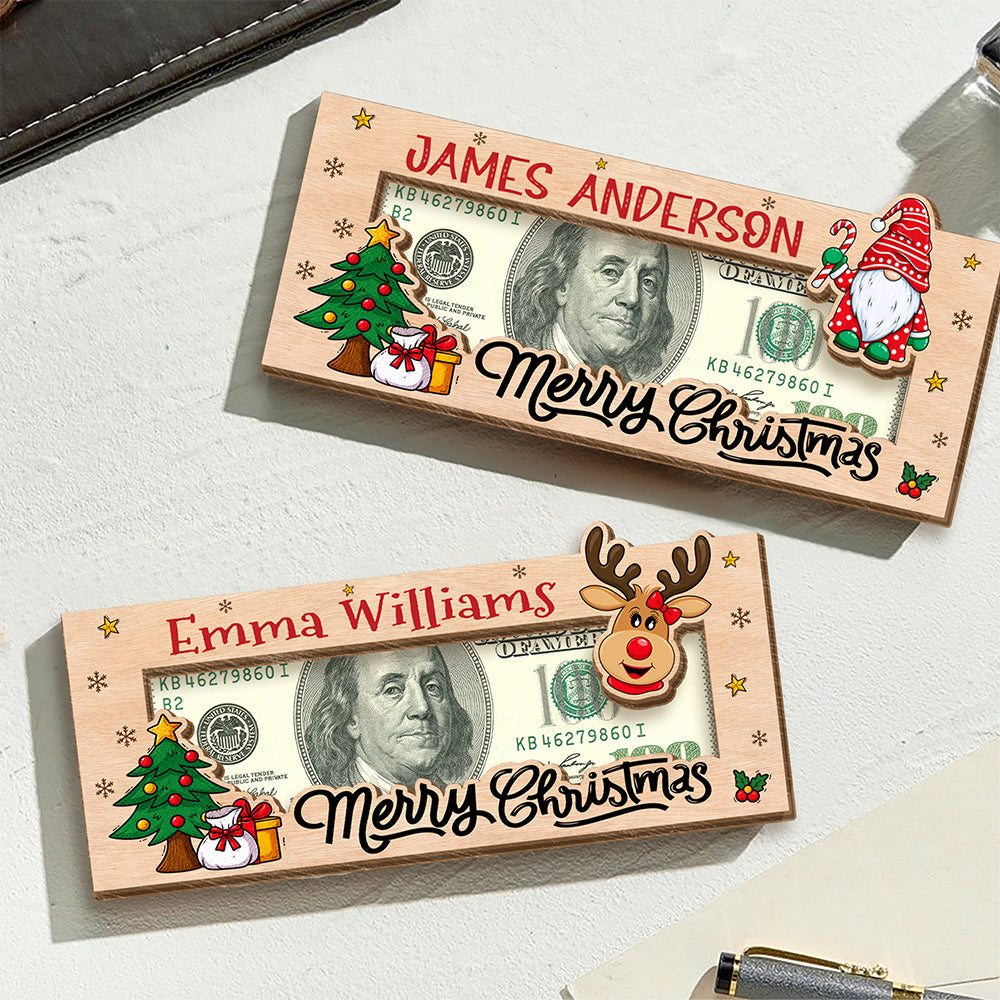 Customized Merry Christmas Cash Wood Money Holder Gift Box For Holiday CH07 180750