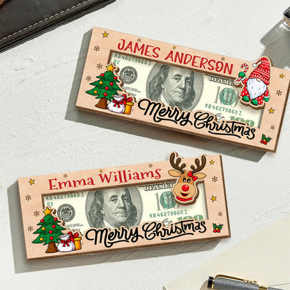 Customized Merry Christmas Cash Wood Money Holder Gift Box For Holiday CH07 180750