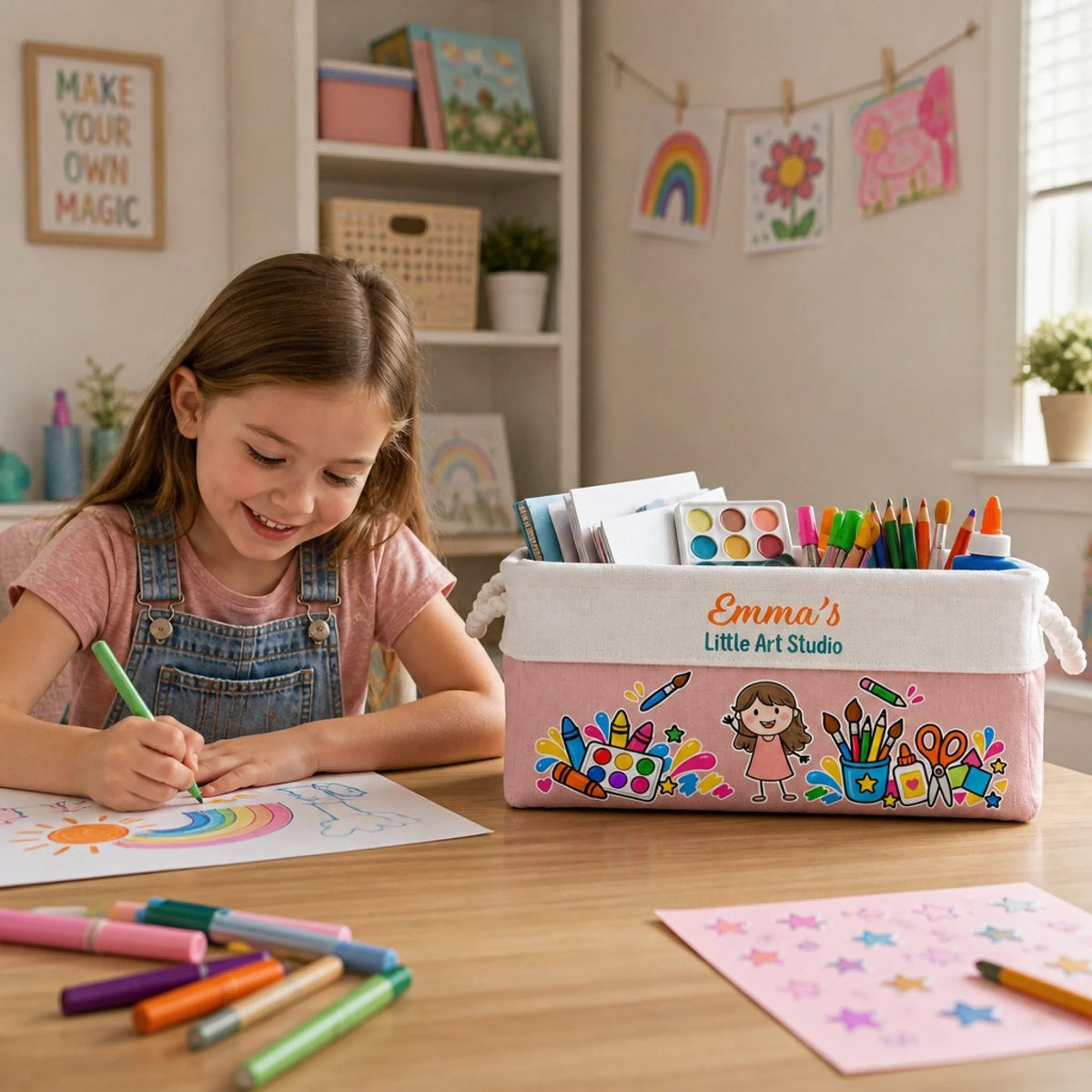Custom Name Kids Art Studio Gifts - Personalized Storage Basket