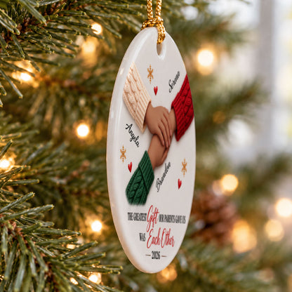 The Greatest Gift Siblings Hands - Personalized Ceramic Ornament - Christmas Gift for Brother Sister, Sibling Family Keepsake