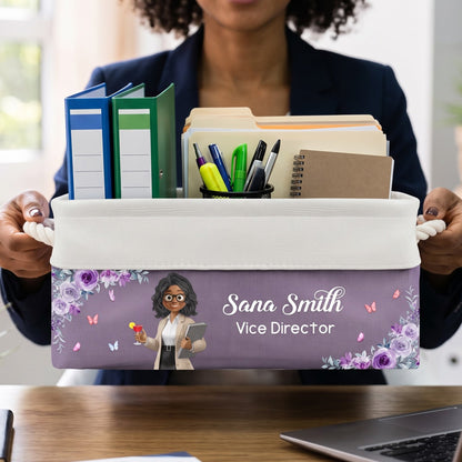 Custom Basket For Coworkers, Teacher, Accountants - Personalized Storage Basket