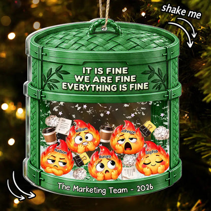 Everything Is Fine Squishy Dumpster Fire - Personalized 3-Layered Acrylic Shaker Ornament