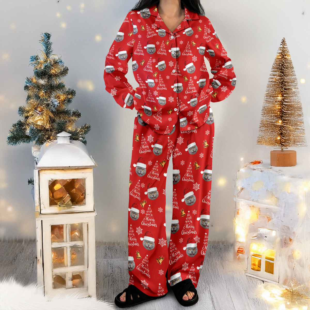 Dth Custom Cat Photo We Wish You A Merry Christmas Pajamas Th10 896281