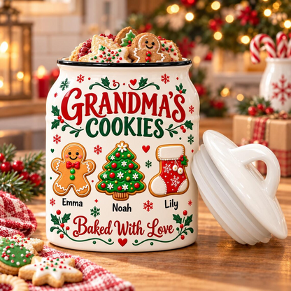 Personalized Christmas Cookie Jar, Custom Family Member Name TH10 171493