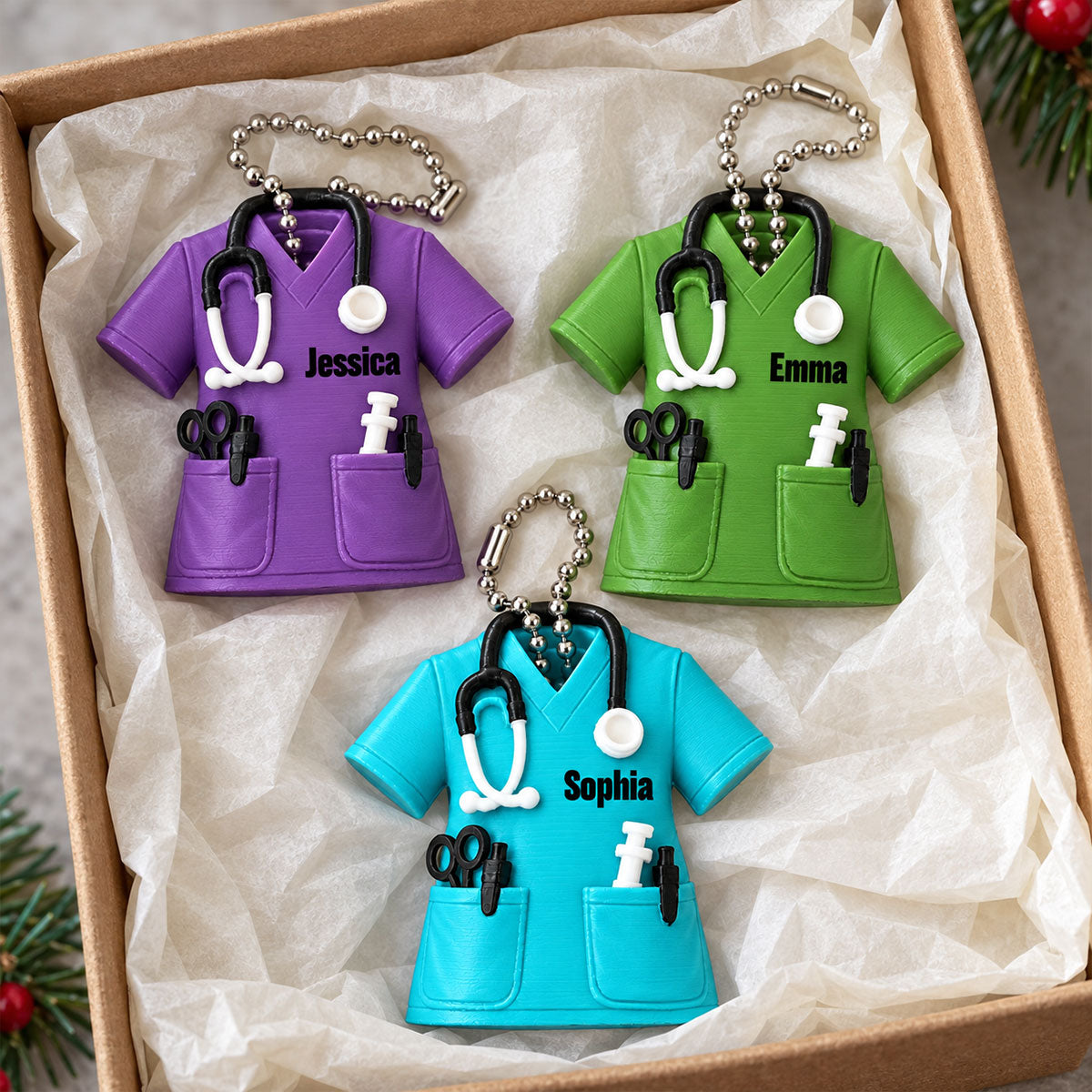 3D Printed Nurse Scrub Custom Name - Personalized 3D Printed Ornament - Christmas Gift For Nurse, RN