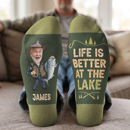 I'd Rather Be Fishing Gift For Dad Grandpa Husband - Personalized Socks