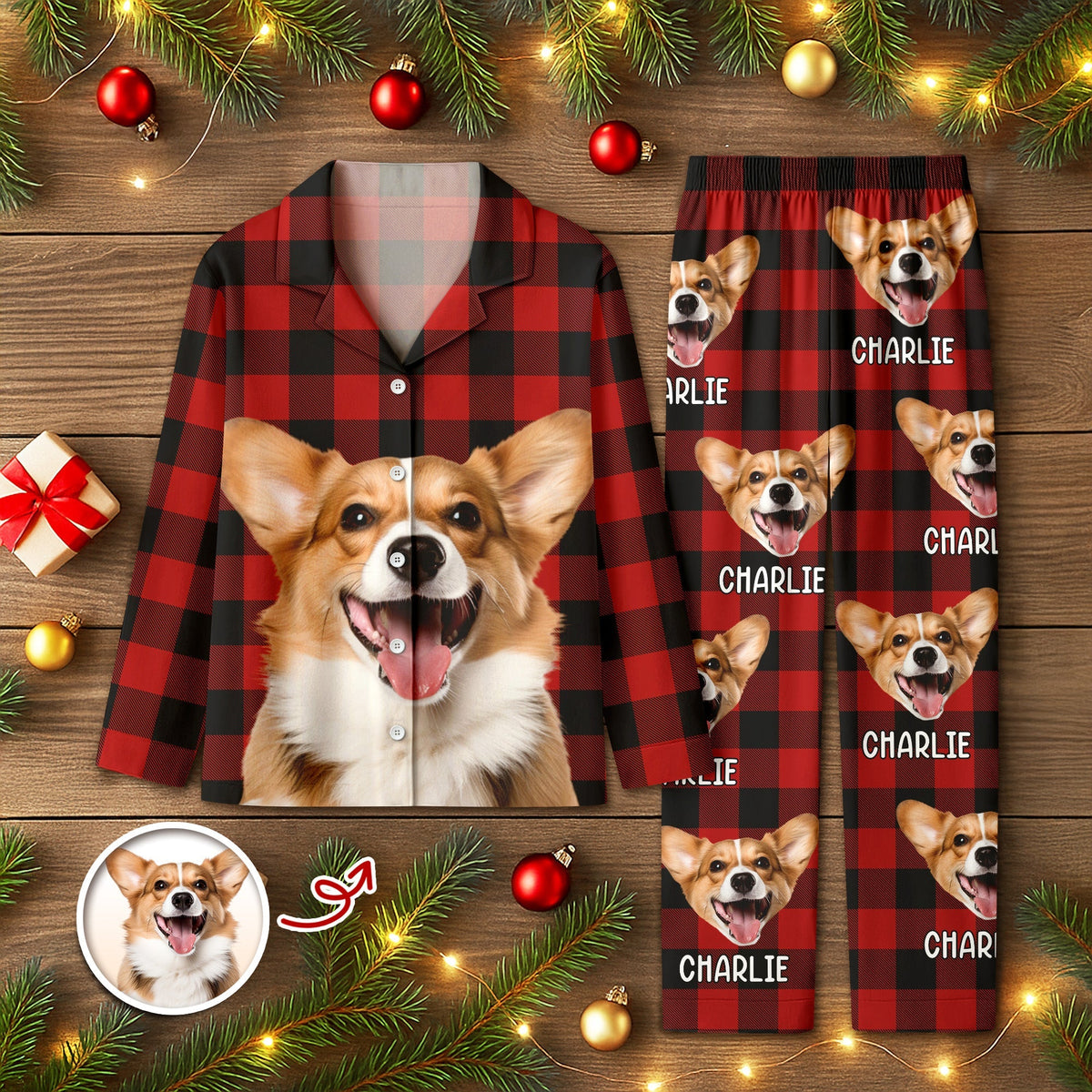 Custom Dog Photo Winter Pattern Pajamas Funny Gift For Dog Lovers CH07 896908