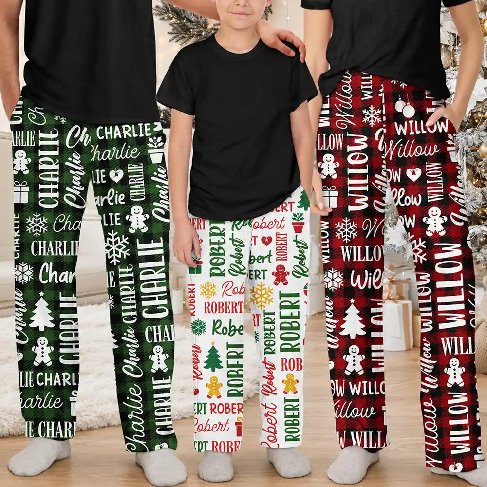 Matching Christmas Gift For Family - Personalized Member Names Pajama Pants