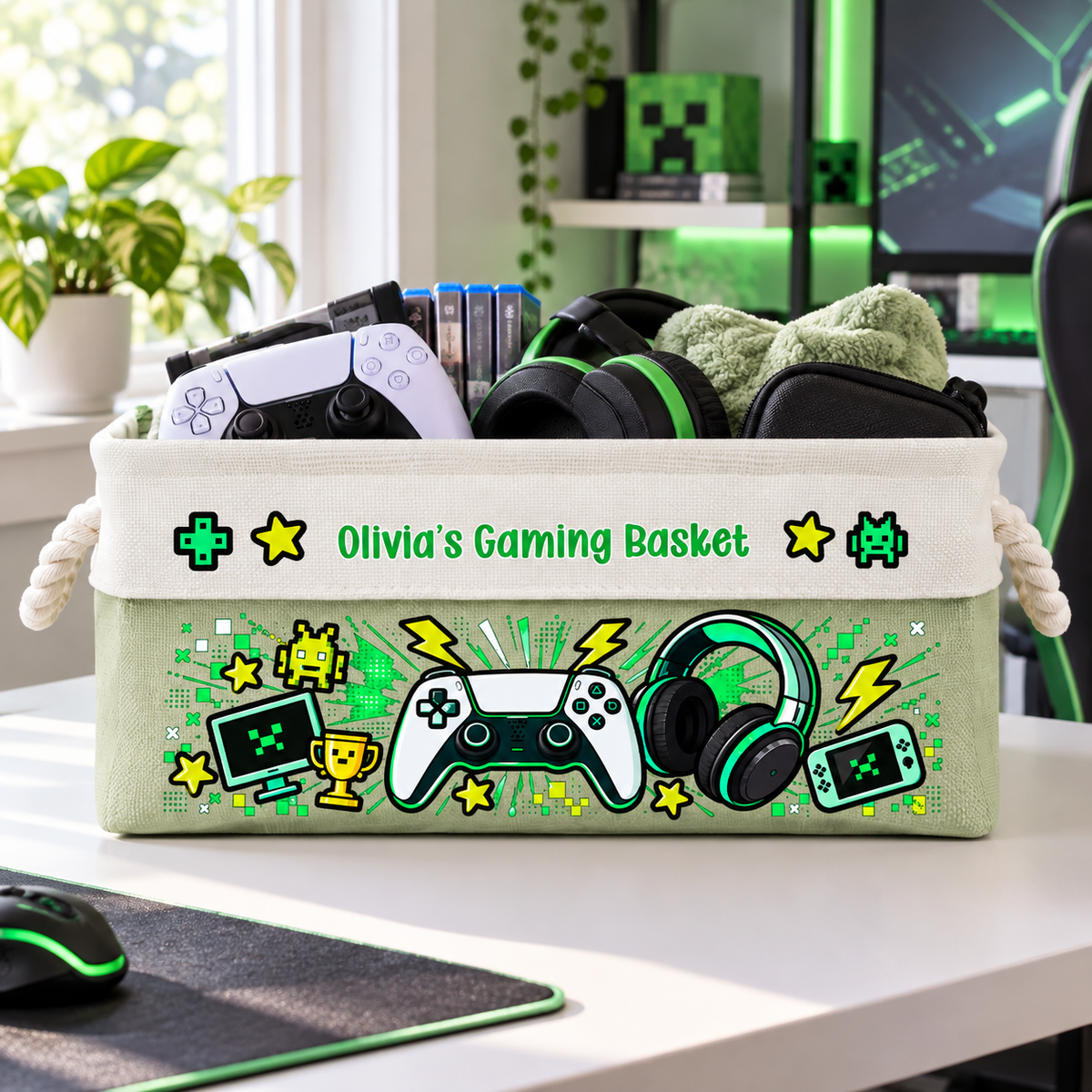 Gaming Gear Belongs Right Here - Personalized Storage Basket