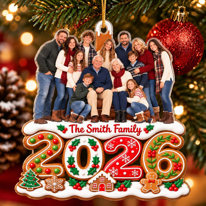 Custom Photo Christmas Family, Personalized Custom Shaped Acrylic Ornament, Gift For Family MI209
