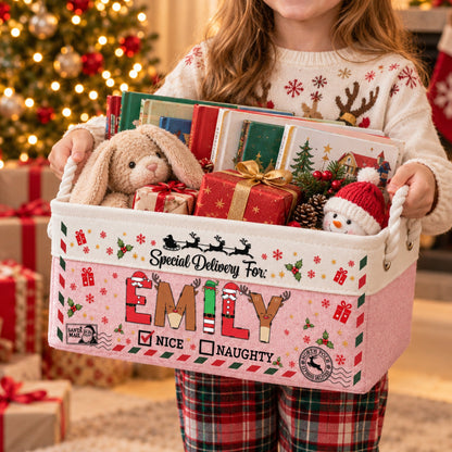 Special Delivery For Christmas Gifts Basket For Kids - Personalized Storage Basket