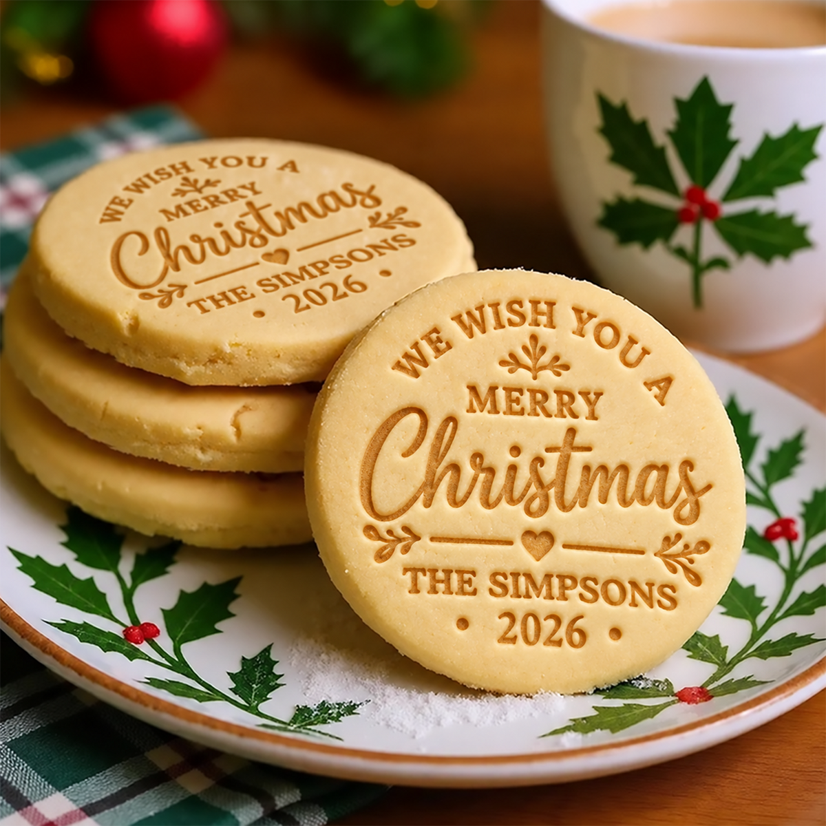 Personalized Family Name We Wish You A Merry Christmas Cookie Stamp, Holiday Baker Gift HO82 904126