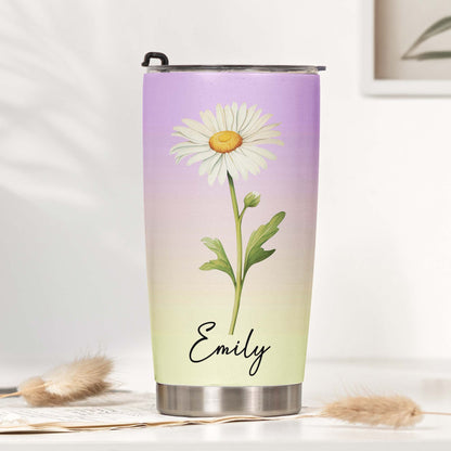 Custom Birth Flower & Name Colorful New Version Gifts For Her, BFF, Coworkers - Personalized Tumbler Cup
