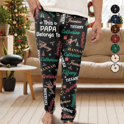 Christmas Gift For Grandpa Papa - Personalized Grandkids Name Pajama Pants