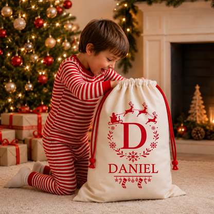 Personalized Name Santa Christmas Sacks, Christmas Holiday Gift Bag HO82 904120