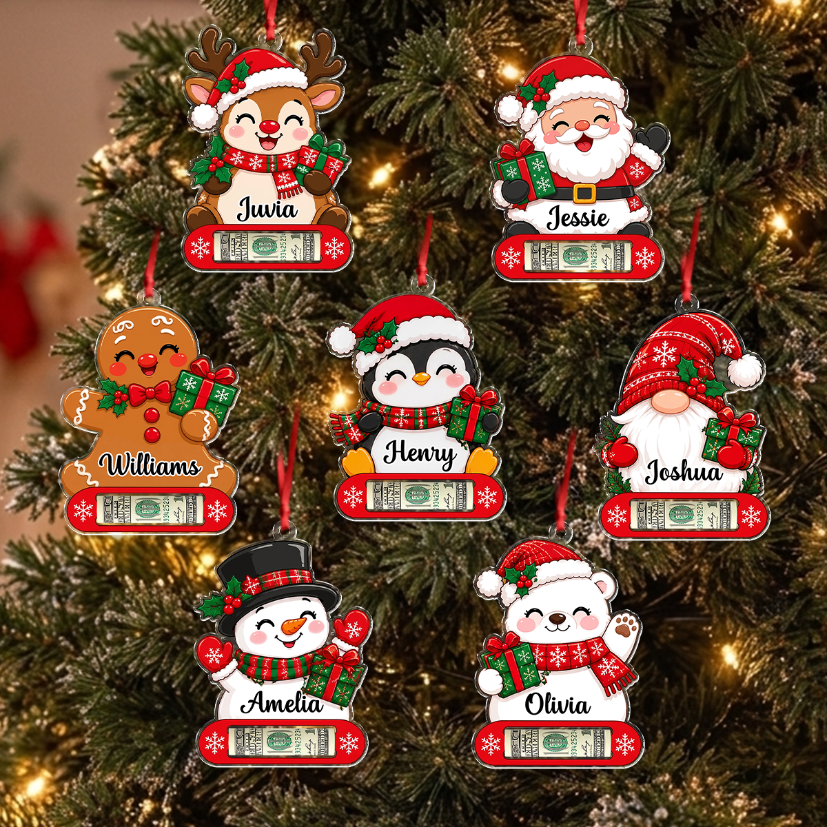 Custom Name Christmas Acrylic Money Holder Ornament Holiday Gift for Kids CH07 180854