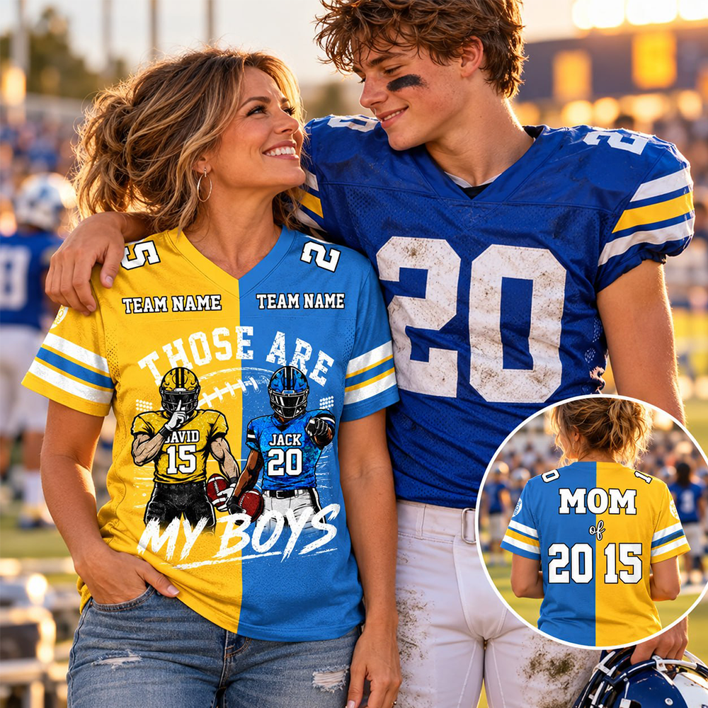 Custom Football Mom Jersey, Those Are My Boys Personalized Football Shirt, Custom Player Name & Number Jersey, Football Game Day Gift Na02