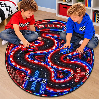 Birthday Gift For Kids Boys Toddler - Personalized Name Sign City Road Car Track Map Rug