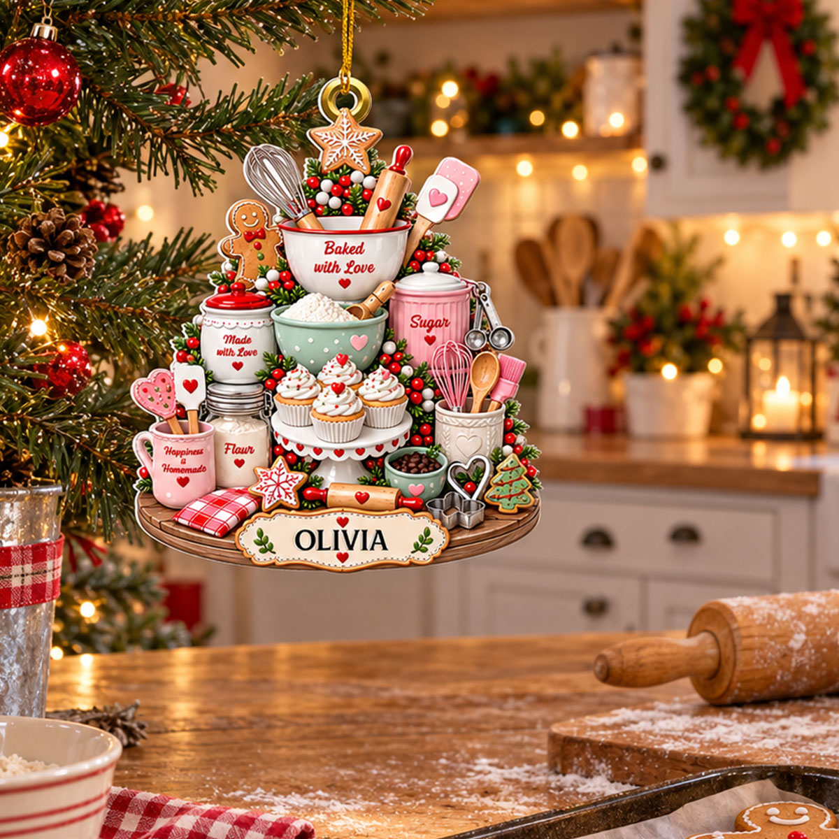 Sweet Memories Start In Kitchens - Personalized 3D White Acrylic Ornament