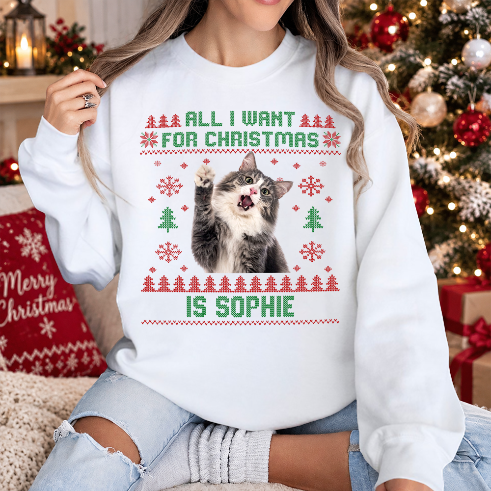 Custom Photo All I Want for Christmas Is Bright Shirt, Personalized Christmas Gift for Pet Lovers LM32 670469