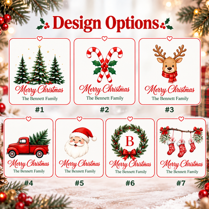 Personalized Christmas Party Cups, Family Name Holiday Favors CH07 180828