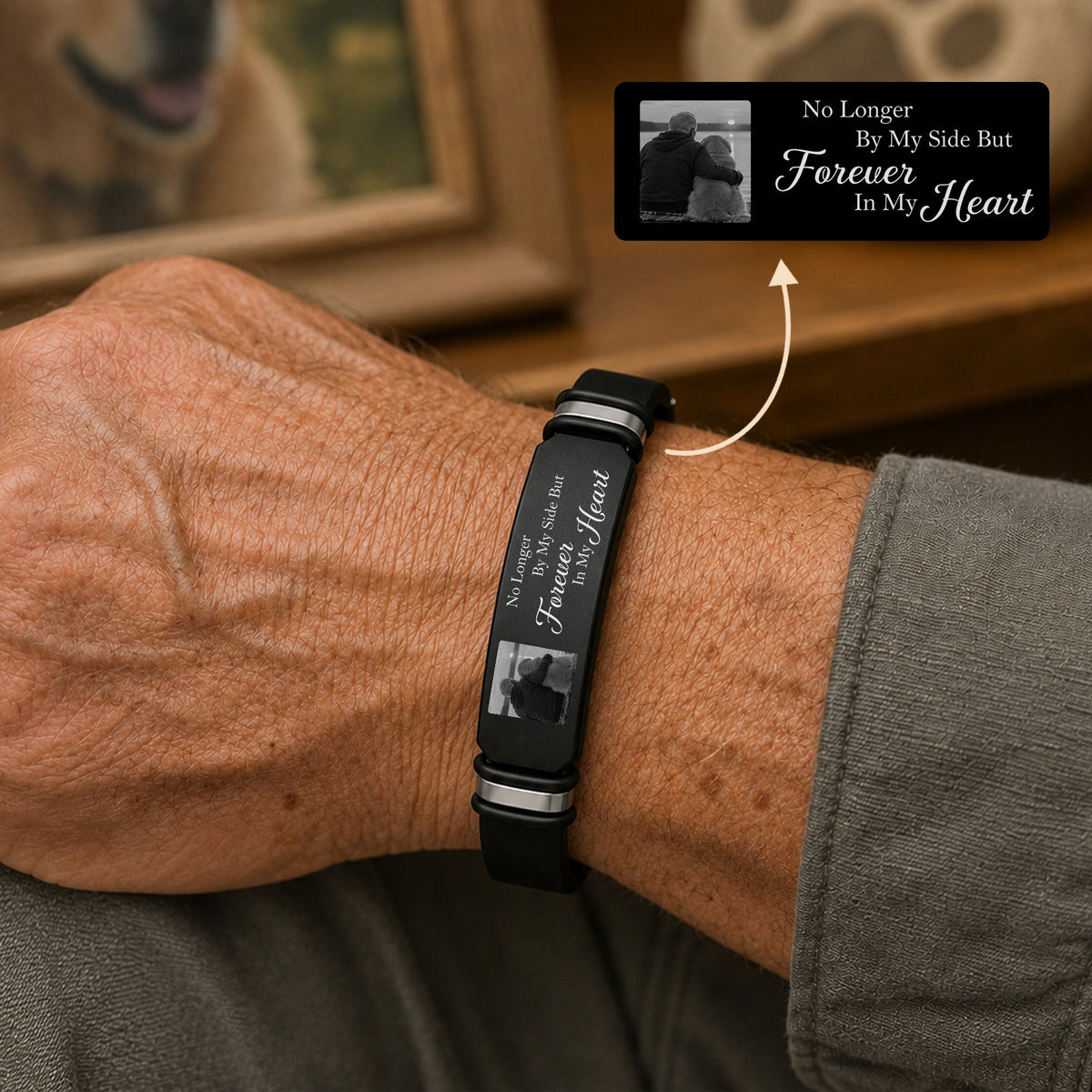Custom Photo And Name Memorial Wristband Bracelet In Loving Memory Gift LM32 669625