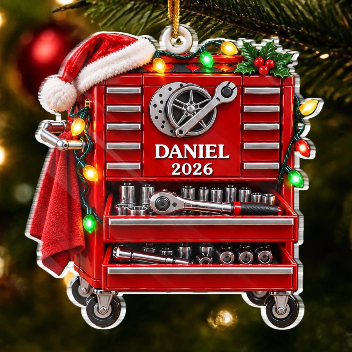 Custom Name Tool Chest Christmas Gifts for Men - Personalized Ornament
