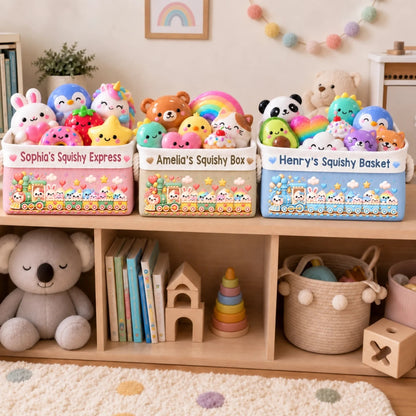 Custom Name Happy Express Squishy Train Gifts For Kids - Personalized Storage Basket