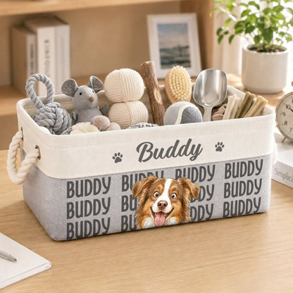 Personalized Photo Storage Basket - Gift For Pet Lovers - Love Comes With Paws