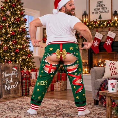 Funny Elf Ripped Illusion Christmas Pajama Pants – Naughty Holiday SweatPants