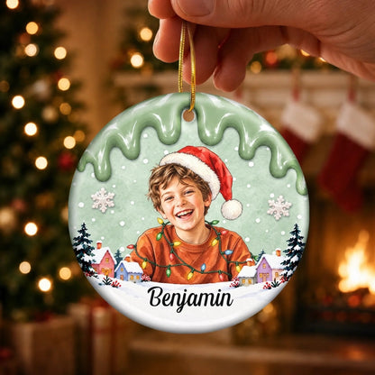 Custom Photo Christmas Gifts for Kids - Personalized Ceramic Ornament