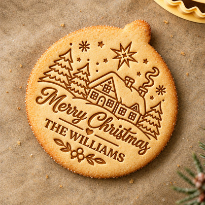 Custom Family Name Merry Christmas Cookie Stamp CH07 181108