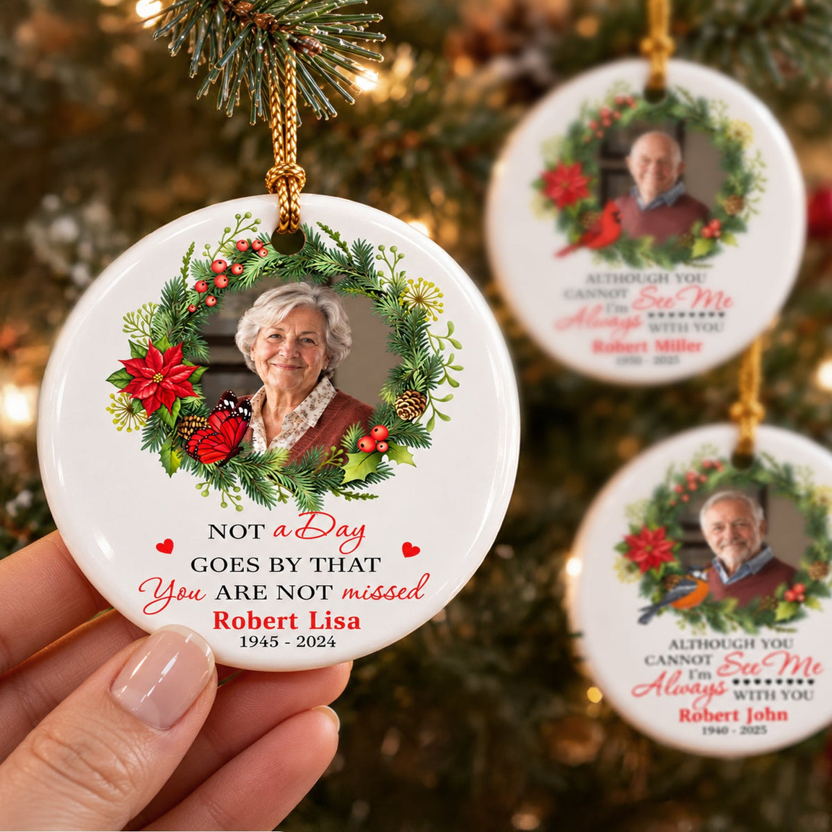 Custom Photo I'm Always With You Ceramic Ornament, Memorial Keepsake for Loved Ones HO82 903906